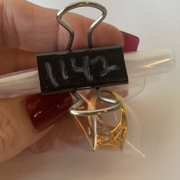 EDCO gold tone high set large faceted crystal stone solitaire pave Diamond - Picture 13 of 13